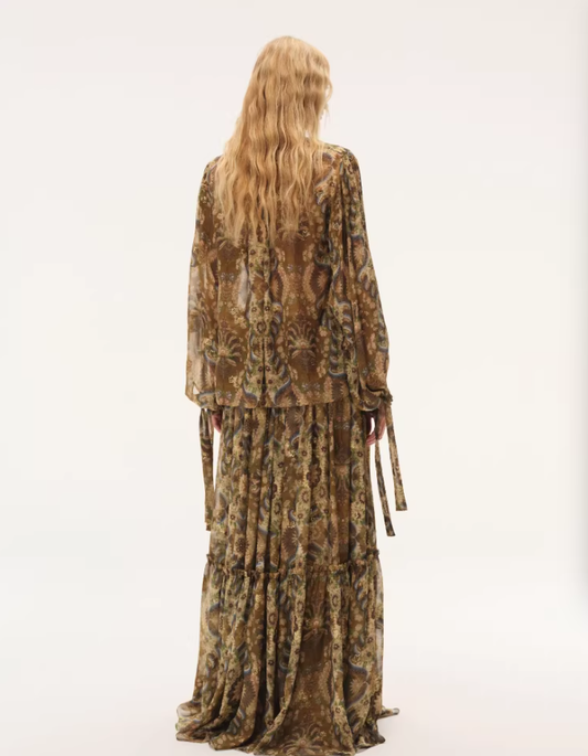 Palm Scroll Lace – Panelled Midi Skirt