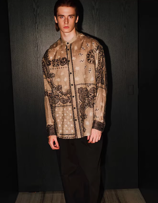 Walnut Paisley – Textured Print Blouse