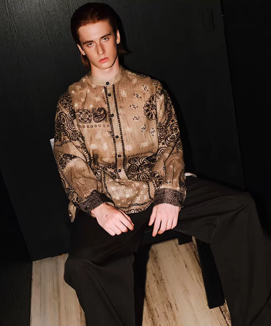 Walnut Paisley – Textured Print Blouse