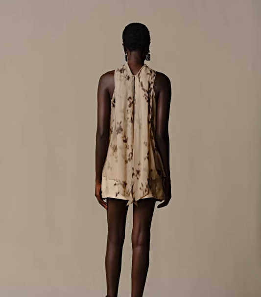 Silk Petal Flow – Tie-Detail Sleeveless Blouse