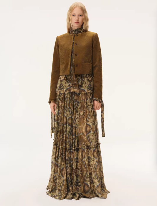 Palm Scroll Lace – Panelled Midi Skirt