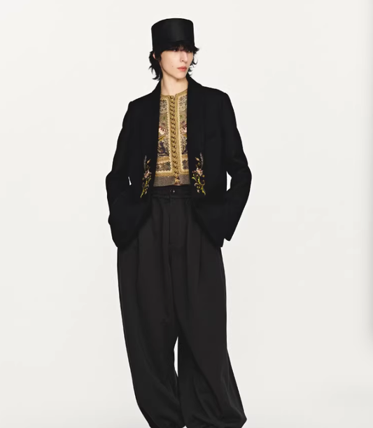 Floral Crest – Mandarin Collar Embroidered Blazer