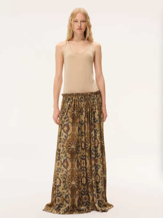 Palm Scroll Ribbon – Tie-Strap Dress